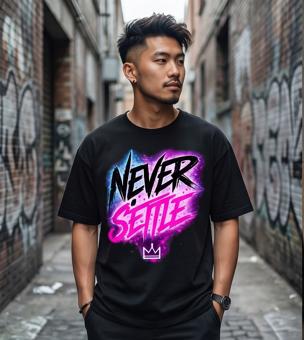 NEVER SETTLE OVERSIZED GRAPHIC TEE