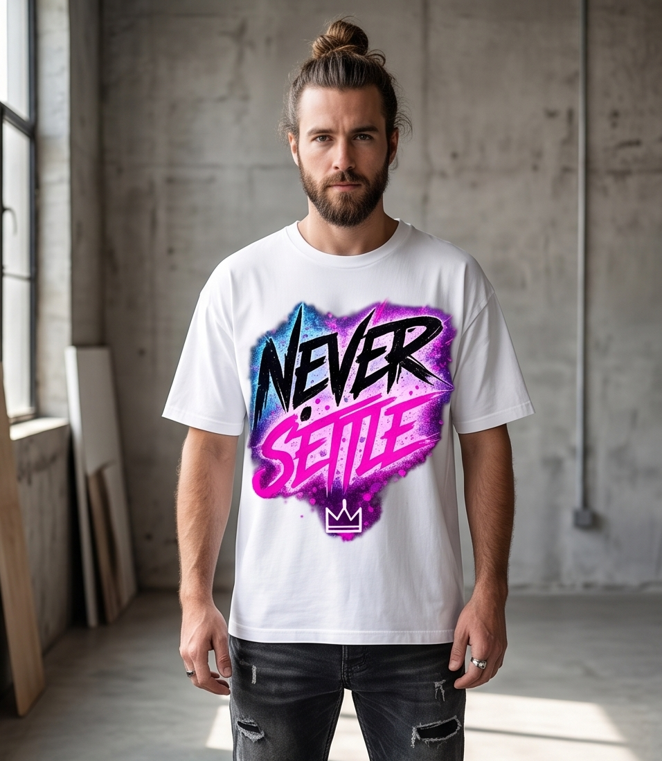 NEVER SETTLE OVERSIZED GRAPHIC TEE