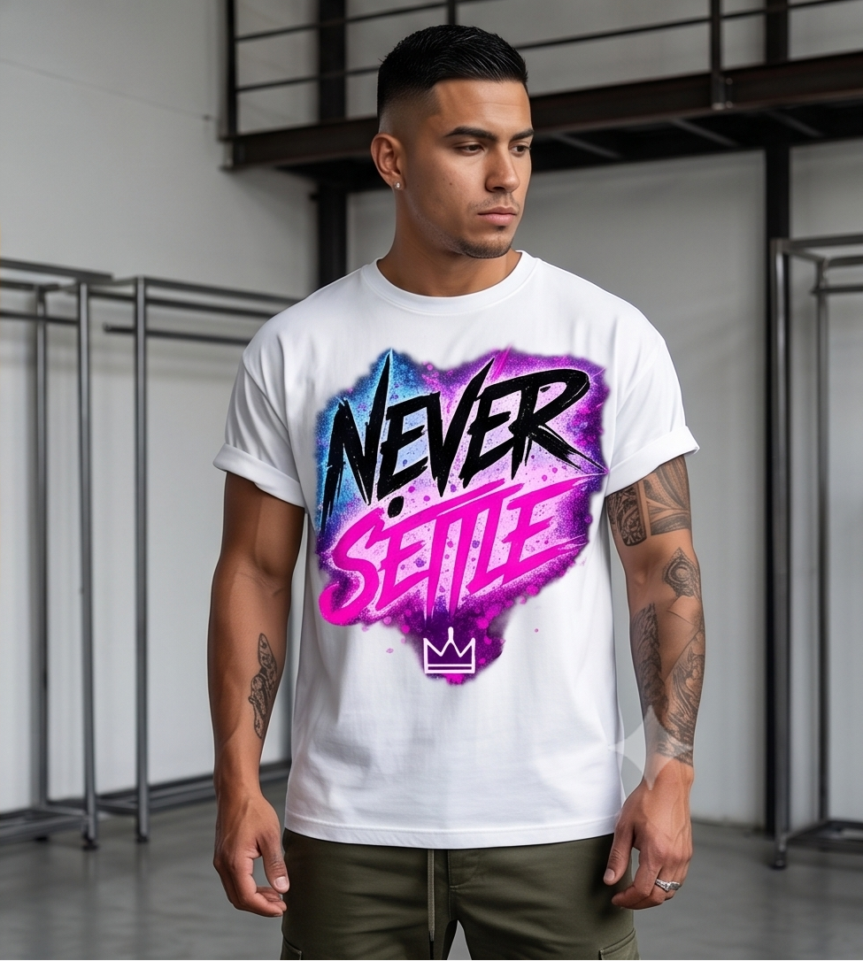 NEVER SETTLE OVERSIZED GRAPHIC TEE