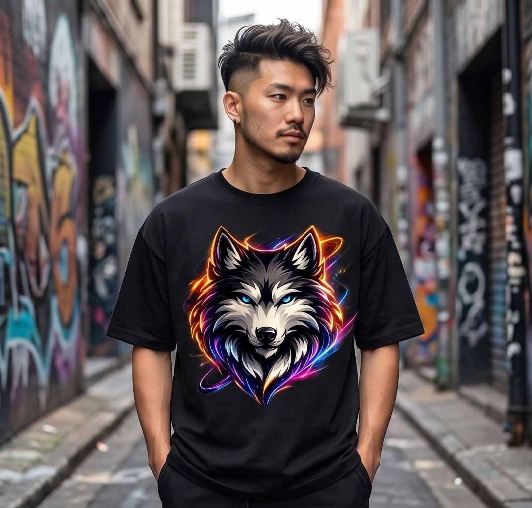 "Alpha Neon Wolf" Heavyweight Oversized T-Shirt