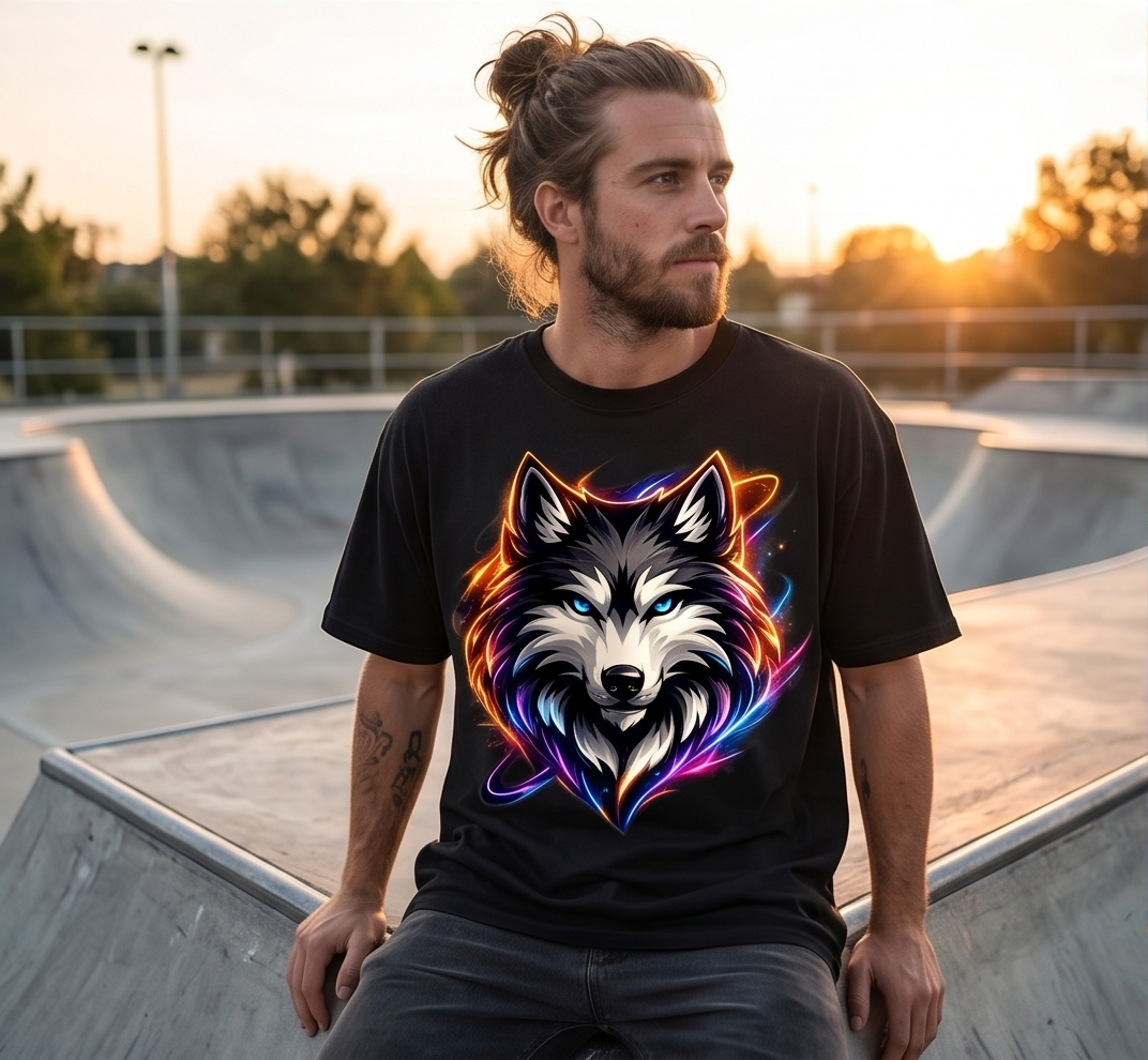 "Alpha Neon Wolf" Heavyweight Oversized T-Shirt